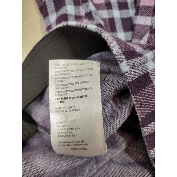 Maeve Anthropologie Pants Women's XS Purple Plaid Crop Kick Flare Knit Pull On - Picture 6 of 8